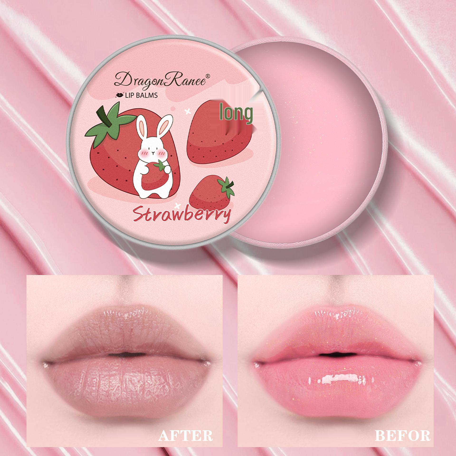 Dragonranee Women s Moisturizing Strawberry Pink Lip Jelly Balm in Iron Box