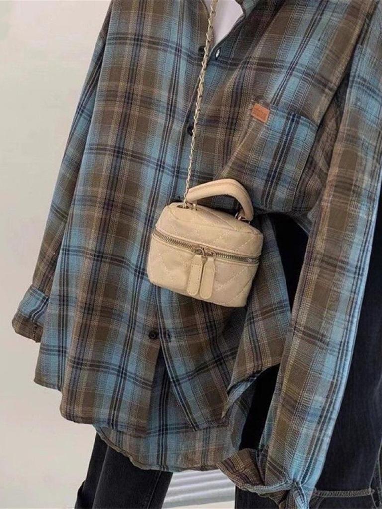 Women's Retro Plaid Contrast Shirt - Korean Style, Loose Fit, Versatile for Spring & Autumn, Unisex Lazy Style Shirt Jacket.