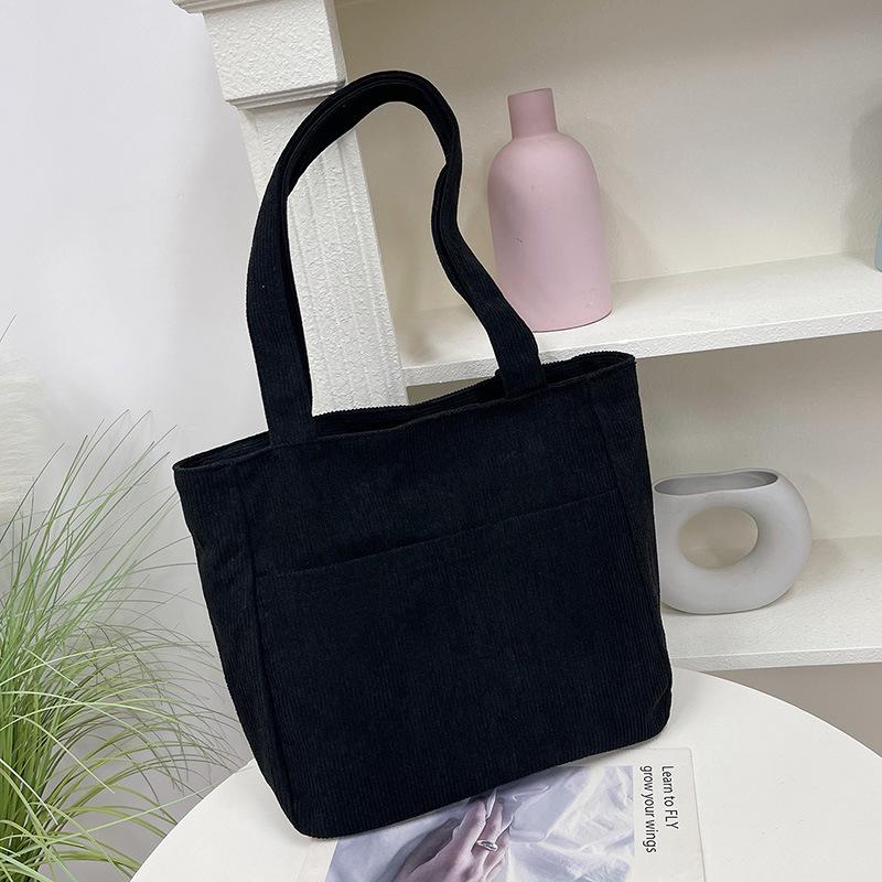 

Новая осенне-зимняя сумка для通勤 женская полосатая вельветовая сумка-тоут большой вместимости сумка через плечо студенческий класс