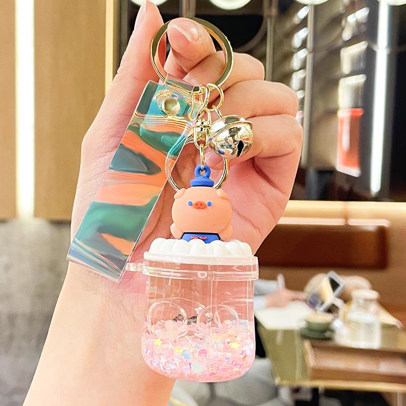 Refillable Sanrio Luminous Glitter Bubble Bead Keychain Pendant - Trendy Women's Bag Charm