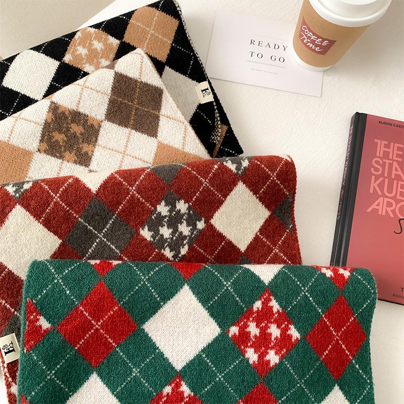 Knitted Scarf Women's Autumn and Winter Korean Version Japanese Versatile Warm Student Christmas Woolen Scarf