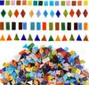 CarAngels Glass Mosaic Tiles Mixed Shapes 400 G, Stained Glass Look for DIY Crafts and Home Decor
