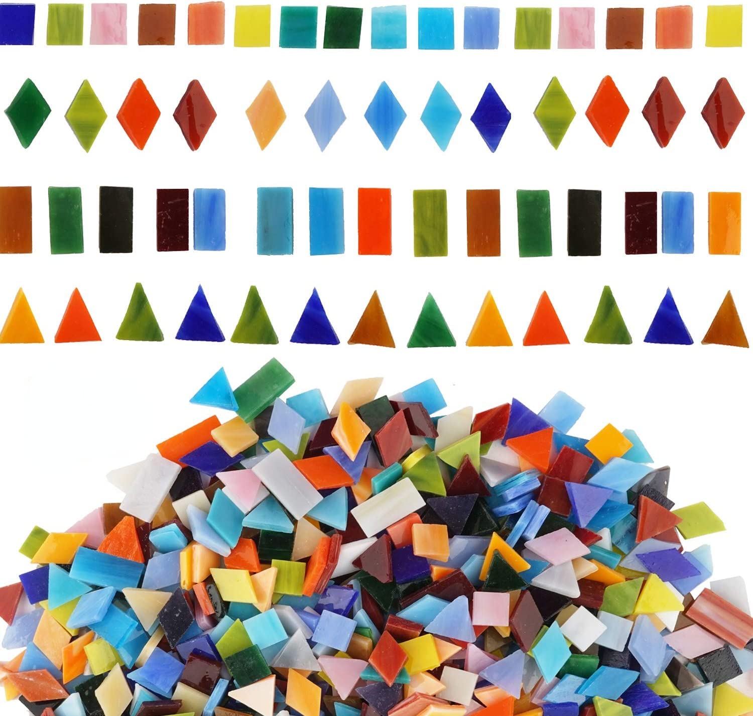 

CarAngels Стеклянная мозаика смешанных форм 400 г, витражный вид для DIY поделок и домашнего декора