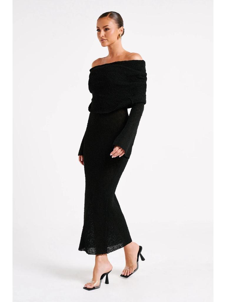 European & American Beach Cross-border One-shoulder Knitted Hollow-out Sexy Long Dress Cover-up