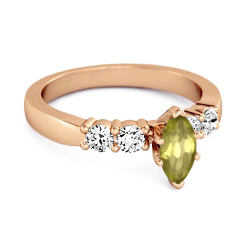Peridot Tapered Five-Stone Ring -925 Sterling Silver Rose Gold Vermeil