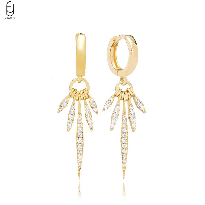 925 Silver Needle Luxury Long Chain Tassel Crystal Stud Earrings For Women Exquisite Pendant Gold Earrings Fine Jewelry