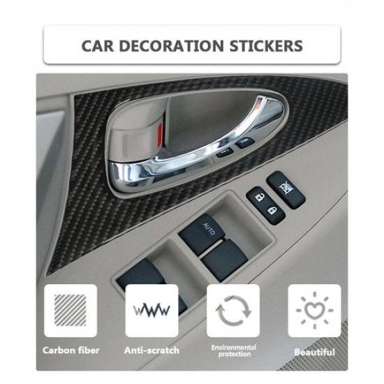 2Pcs For Toyota Camry 2007-11 Carbon Fiber Interior Front Door Handle Cover Trim