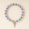 Chinese Style Blue and White Porcelain Bracelet Vintage Versatile Ceramic Bracelet Pretty Elastic Women's Bracelet for Women