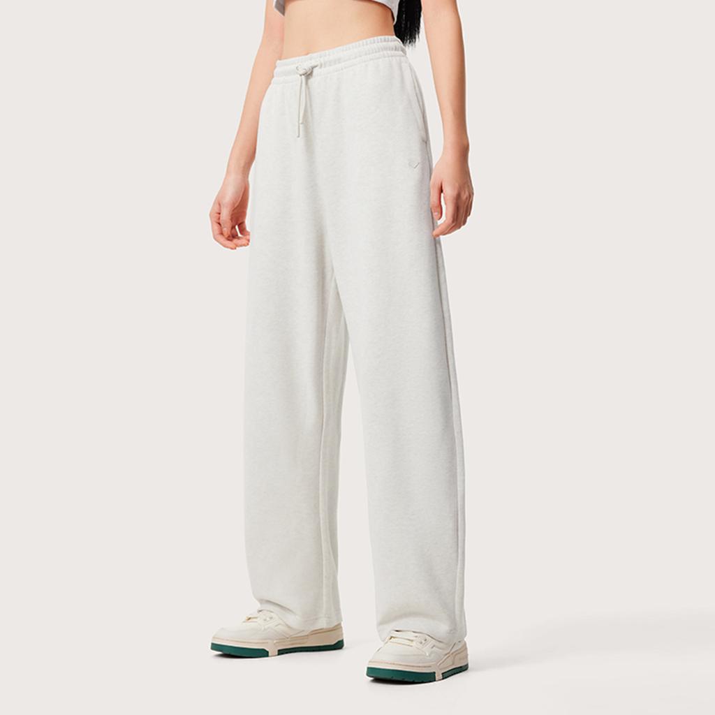 Li Ning Sports Lifestyle Series Loose Mid Waist Straight Leg Knit Joggers Women Joggers Light-Floral-Gray AKLU326-1