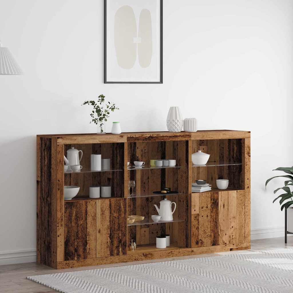 LED Sideboard Reclaimed Wood Look 181.5 x 37 x 100 cm Engineered Wood