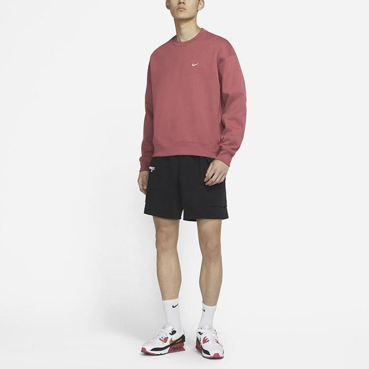 Herren Nike Lab Fleece Crew Einfarbig Plüsch Hält Warm Sport Rundhals Pullover Rot DA0318-661