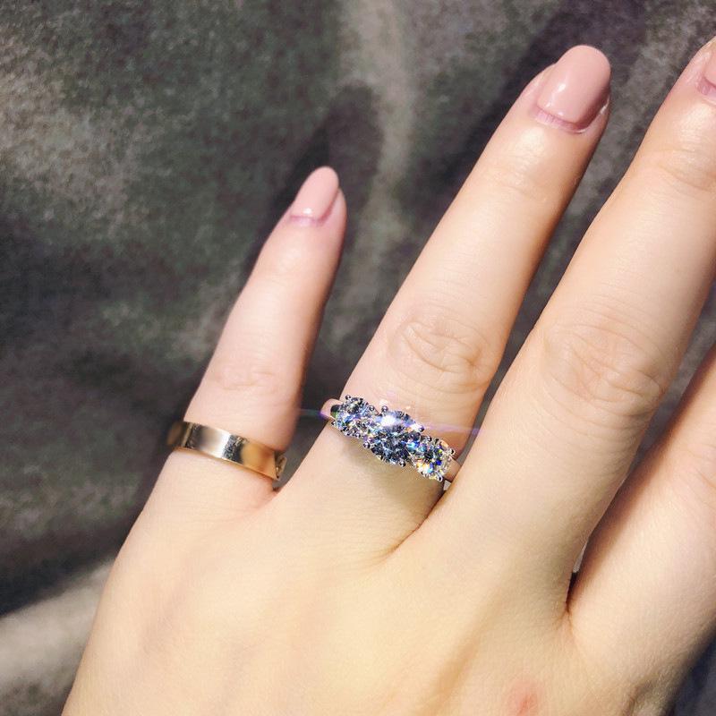 Moissanit Verstellbarer Drei-in-Eins Offener Ring: Acht Herzen, Acht Pfeile Design für Frauen