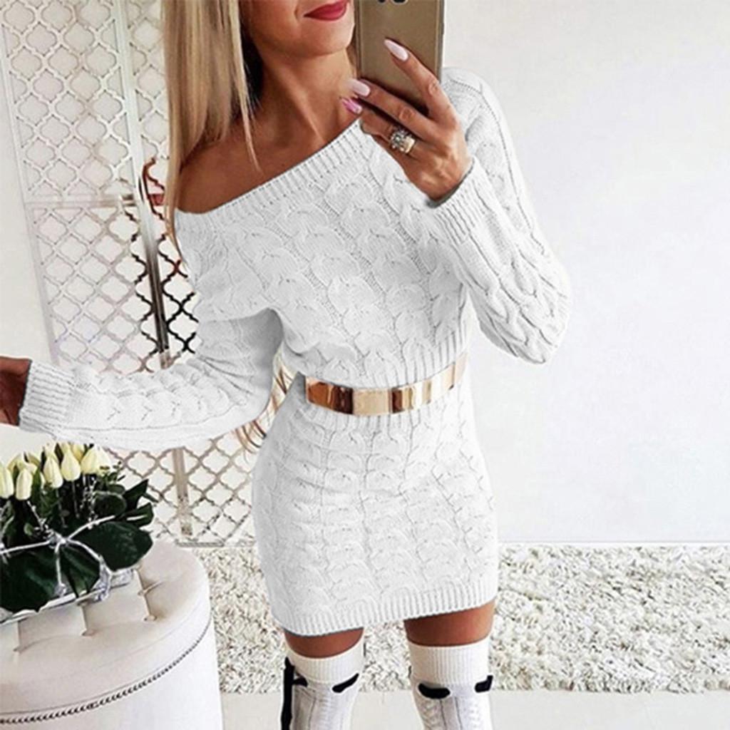 Women's Mid-Autumn and Winter Women's Long Twisted Sweater Dresses
