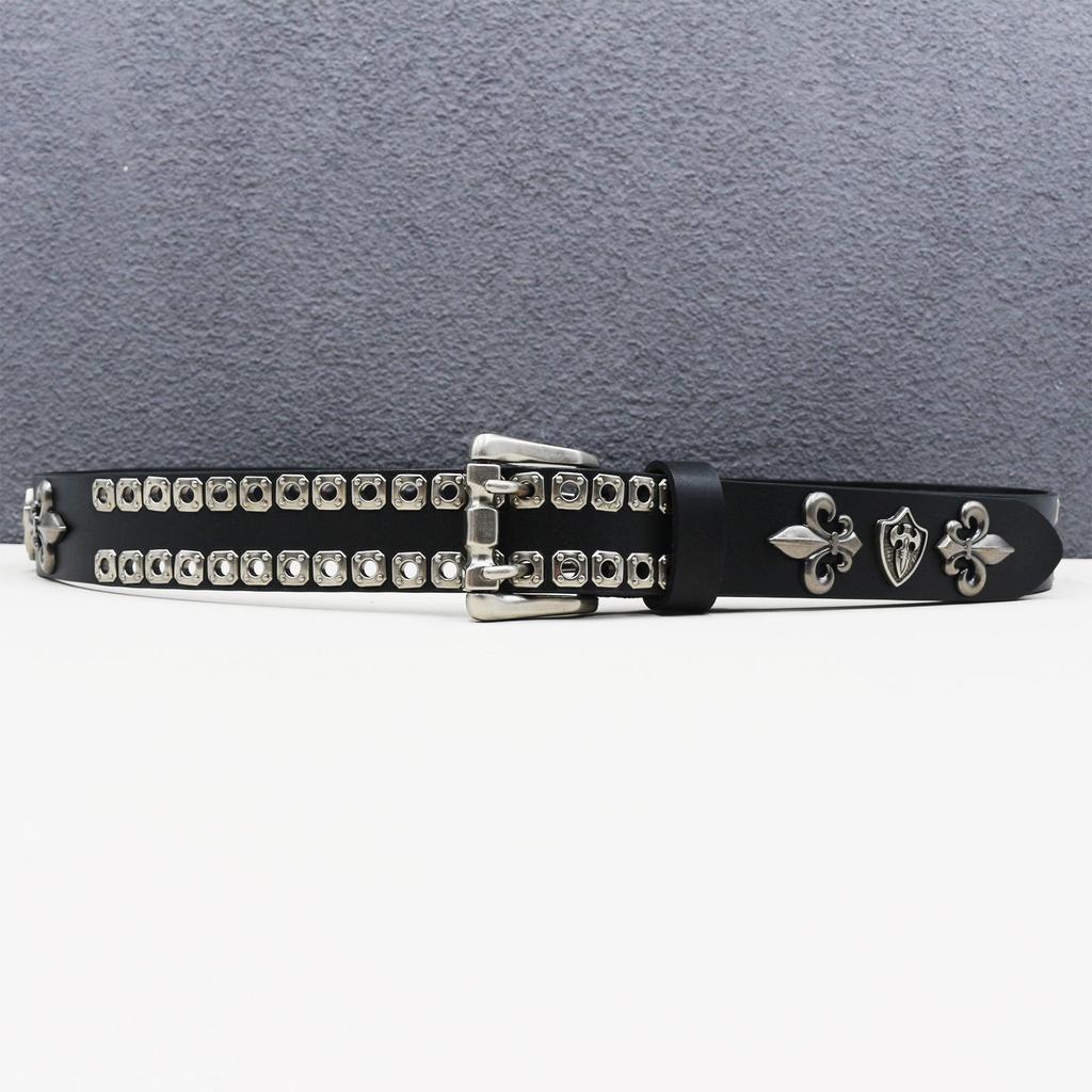 Abi Y2K Personalized Leather Belt with Rivet & Eyelet Design