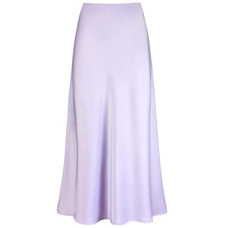 Spring and Autumn Women's Elegant Rayon Satin Skirt, High Waist, Fishtail Skirt, Solid Glossy A-line Office Skirt