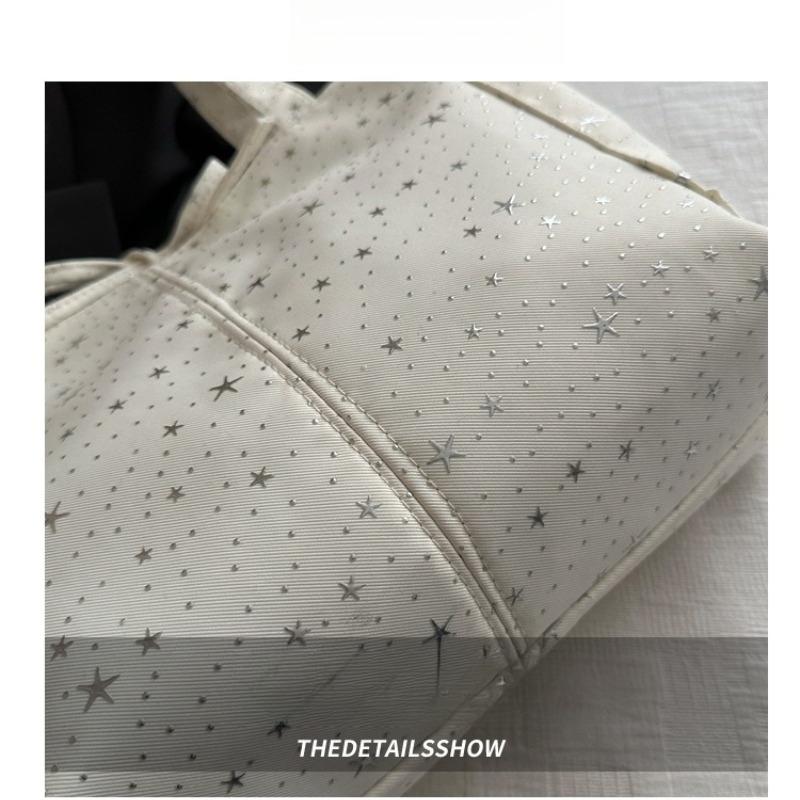 Women's Shoulder Bags Beautiful Star Diamond Canvas Tote Bag Lace-up Casual Solid Large Capacity Commuter Travel Fashion Bags