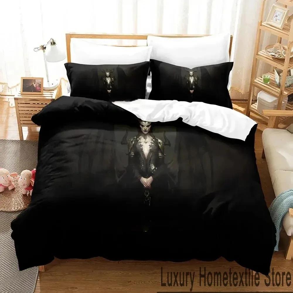3D Print Diablo IV Game Bedding Set Duvet Cover Bed Set Quilt Cover Pillowcase Comforter King Queen Size Boys Adult Bedding