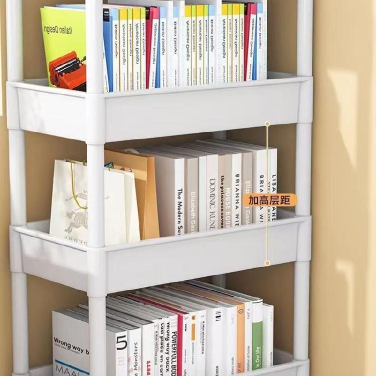 4 Tiers Snacks Holder Trolley with Wheels Space Saving Rolling Cart Adjustable Heights Storage Shelf for Camping