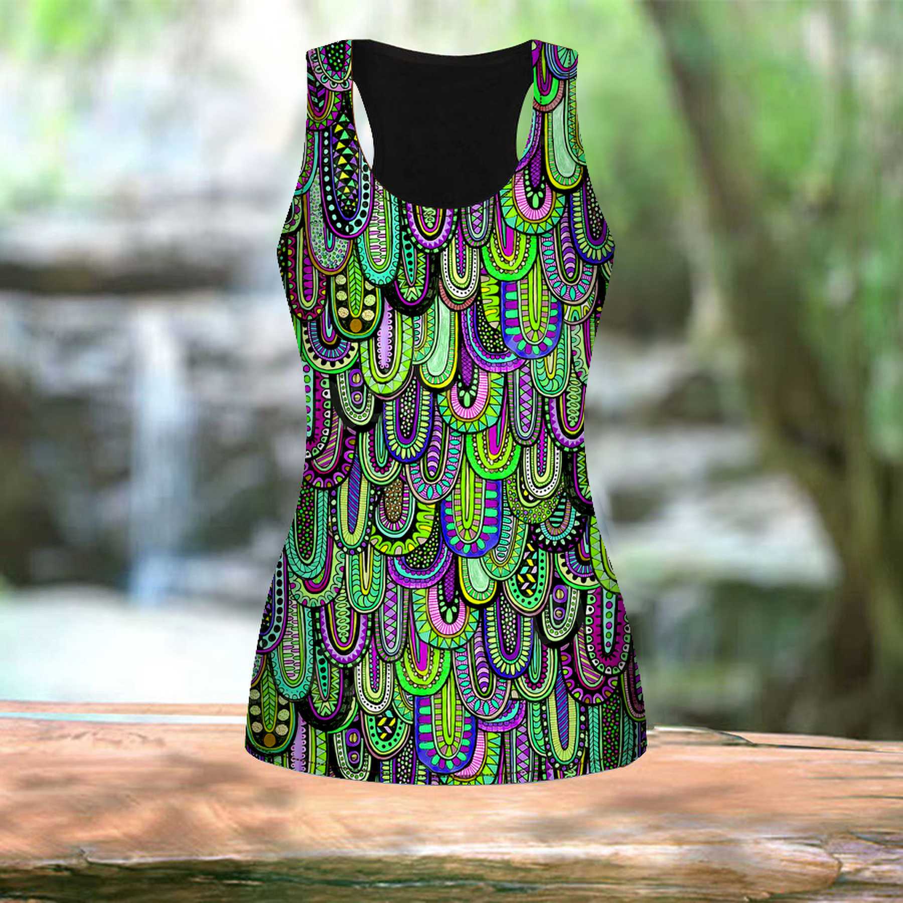 Женские летние спортивные рубашки с 3D цветным принтом из перьев для занятий йогой — фото 4