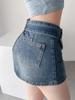 Syvent Mini Gal Short Mini Jean High ZSY066 A-Line Skirt, Skirt, Skirt, Skirt, Elegant, Show-Off Pants, Mini, Belt, Waist, Pockets, Flare,