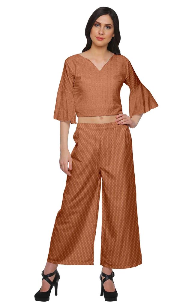 Moomaya Womena    S Crop Top Palazzo Set Printed 2 Piece Outfit Dress Ethnic