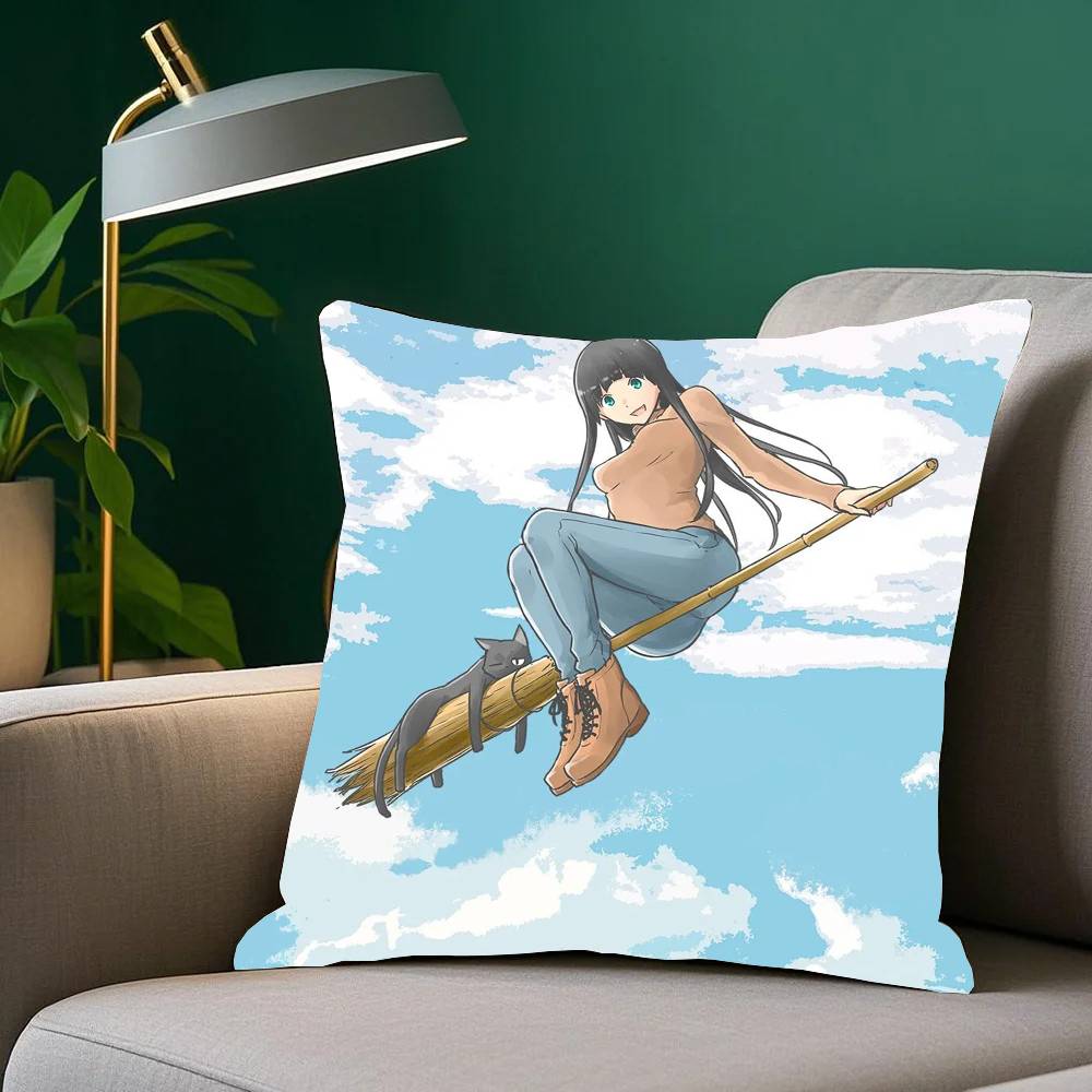 Anime F-Flying Witch Pillow Case Home Decor Throw For Sofa Bed Car Room Decor Gift Idea