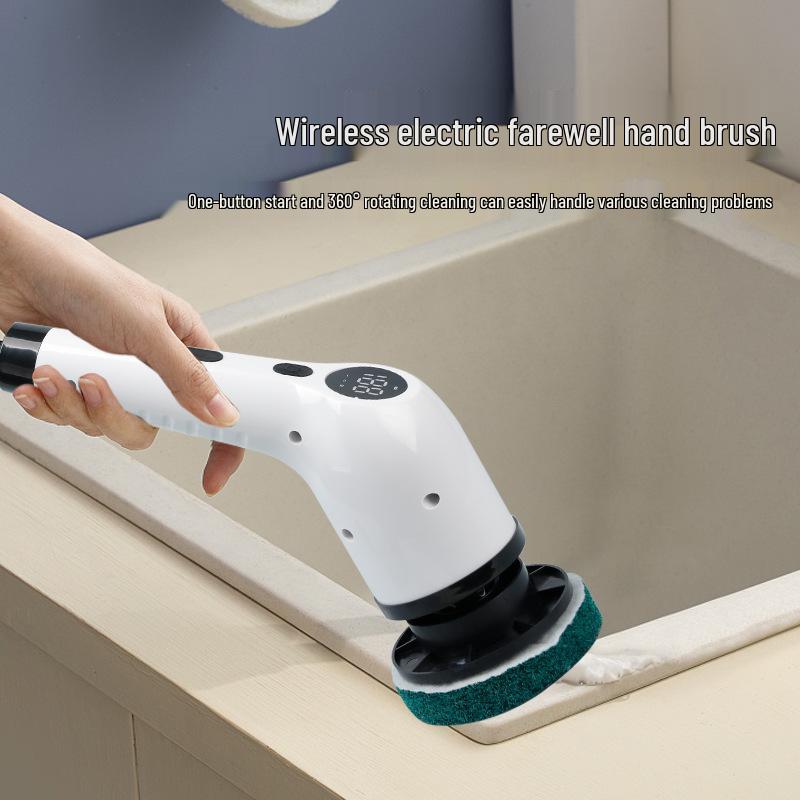 Electric 8-in-1 Retractable Cleaning Brush with LCD Display