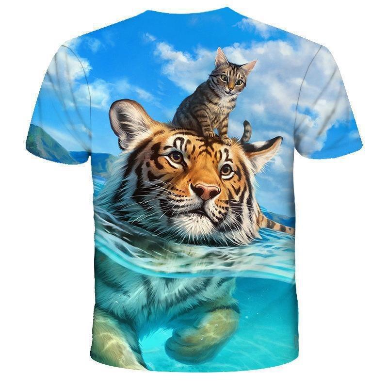 

New Tiger 3D Digital Printed Animal Casual Fashion Comfortable Breathable Large Short Sleeved T-shirt 3XL