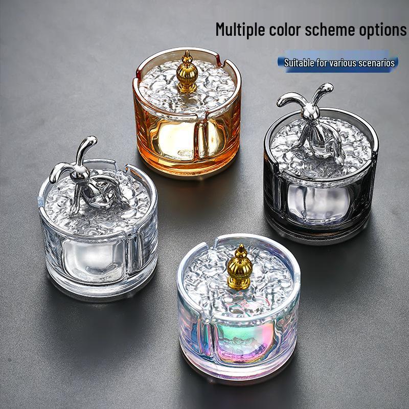 Large Glass Ashtray with Lid for Home, Office, Bar, or Restaurant