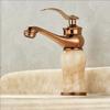 Rose Gold Luxury Bathroom Basin Faucet Single Handle Vanity Sink Mixer water Taps Brass Natural Jade Basin Sink Faucet Chrome