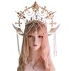 Halo Headwear Gothic Style Lolita Angel Wings Goddess Sun Virgin Mary Spiked Pearl Pendant Golden KC Halo Crown Hair Accessories