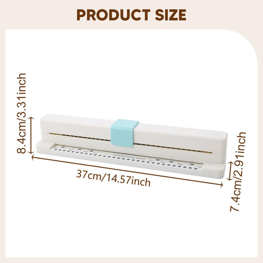 30 Hole Puncher 3 Sheets Capacity Non Slip Base Easy to Use A4 Paper Hand Pushed for DIY