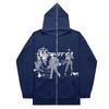 Y2K Zip-Up Hoodie Oversized Streetwear Sweatshirt With Digital Print Women