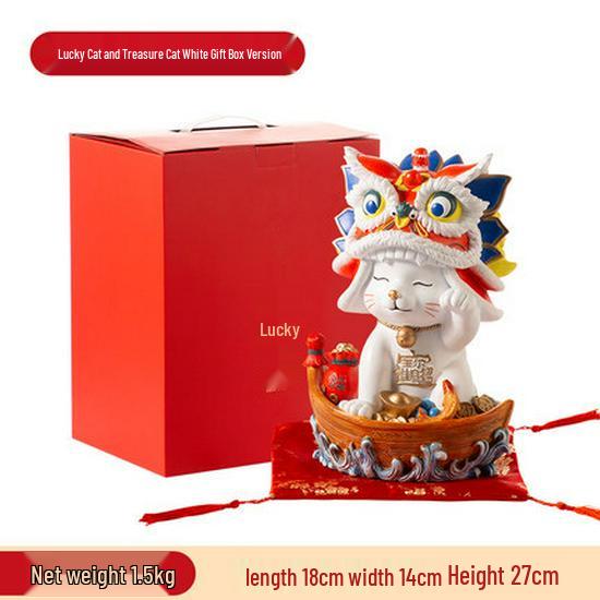 Guochao Resin Lucky Cat Home Decor Gift Set