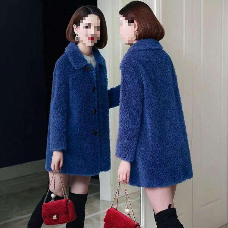 Women's Mid-Life & Senior Plus Velvet Faux Lambswool Coat - Winter Granular Fleece Jacket for Moms