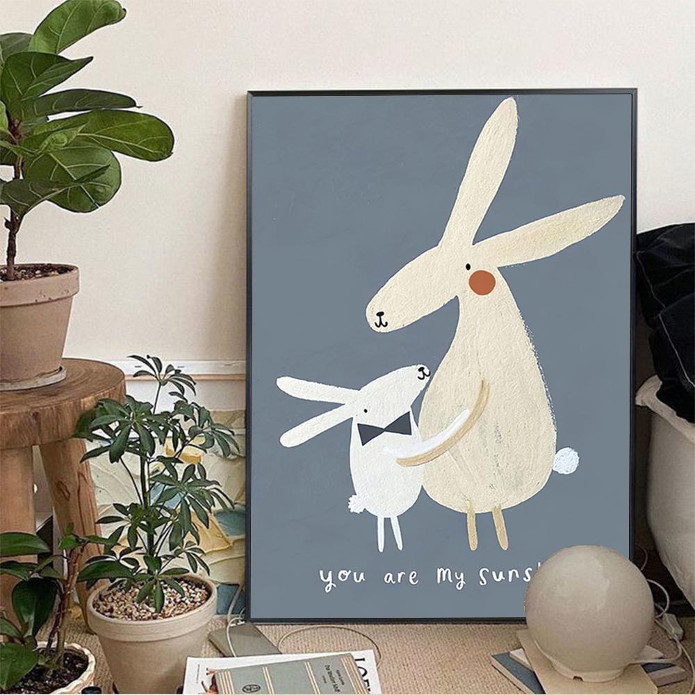 1 Stück Nordisch Cartoon Fuchs Hase Kindergarten Poster Aufkleber Kunst Wandmalereien Dekor Spielzimmer Dekor Geschenke Kawaii HD Malerei Katze
