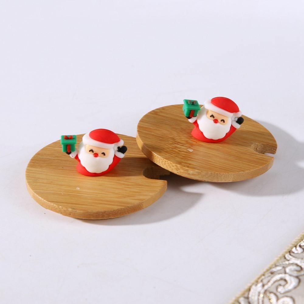 Merry Christmas Cup Spoon Set Wooden Lids Coffee Cup Teaspoon Cute Mug Gift Box  Home Use
