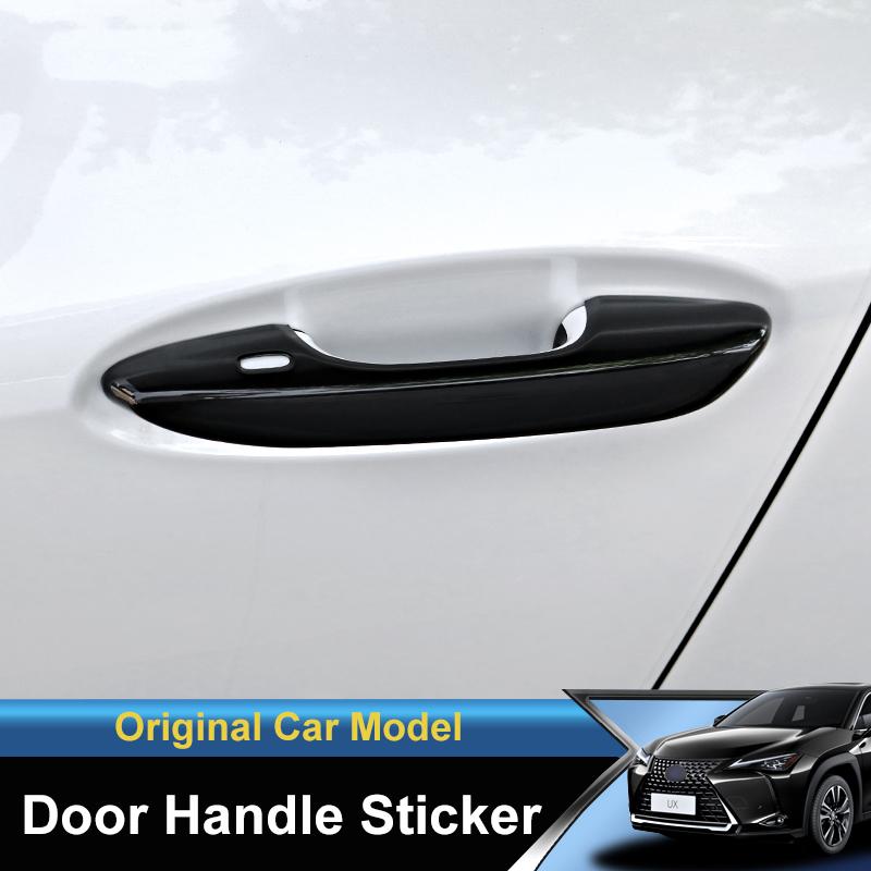 QHCP ABS Door Handle Cover Trim Carbon Fiber Style Car Exterior Door Handle Frame Sticker 4Pcs/Set Fit For Lexus UX200