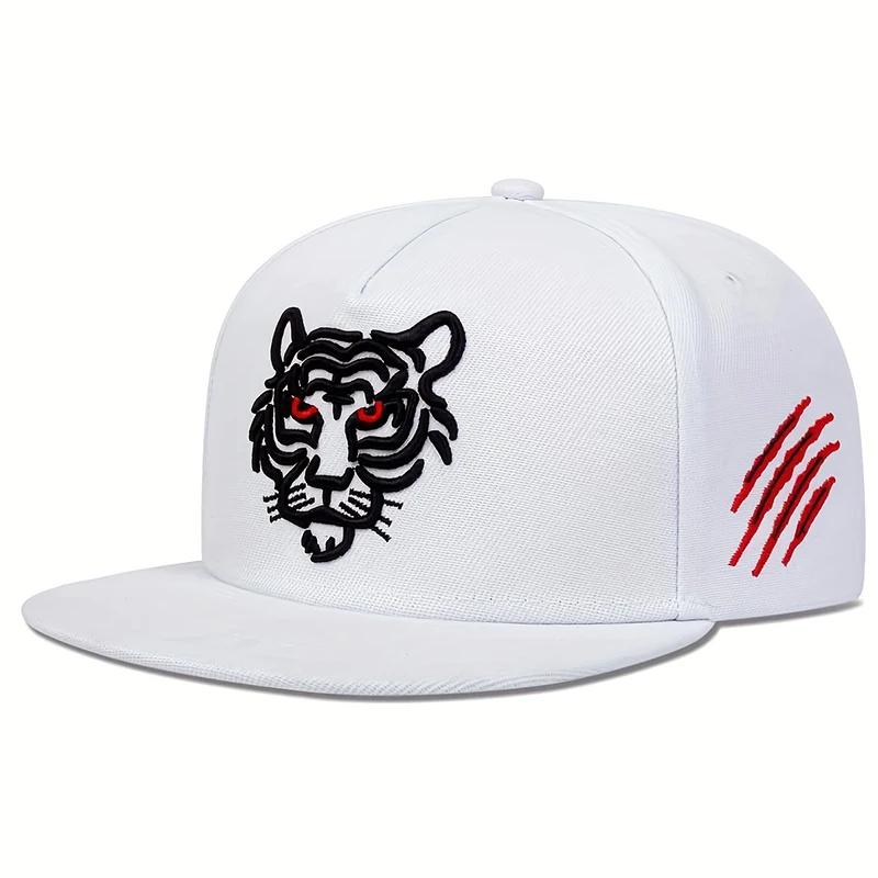 Unisex Tiger Embroidery Hip-hop Hats Spring Autumn Outdoor Adjustable Casual Baseball Caps Trucker Caps Sunscreen Hat
