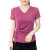 2026 Plus Size Rhinestone V-neck Tie-up Short Sleeve Mother's T-shirt