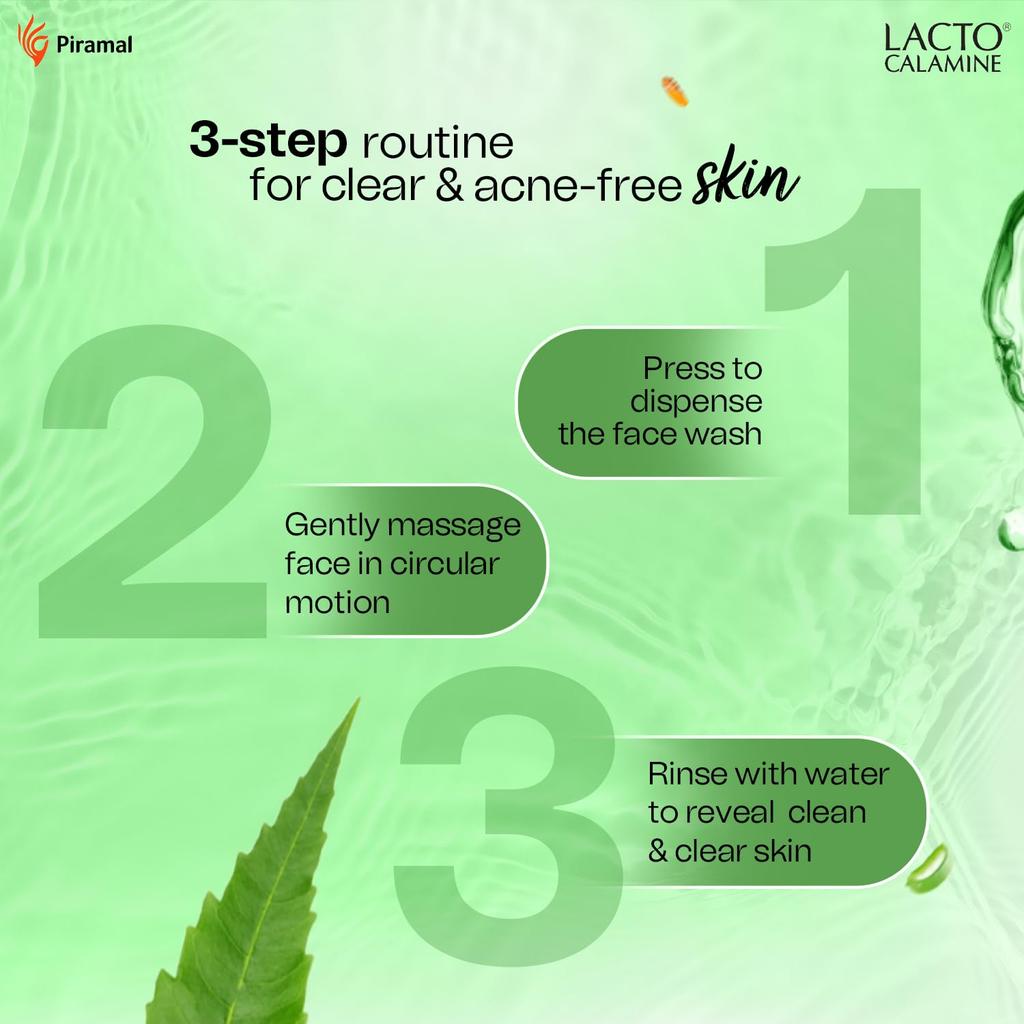 Lacto Calamine Neem Face Wash With Aloe Vera & Turmeric 150ml Pack | Niacinamide & Salicylic Acid For Clear Skin