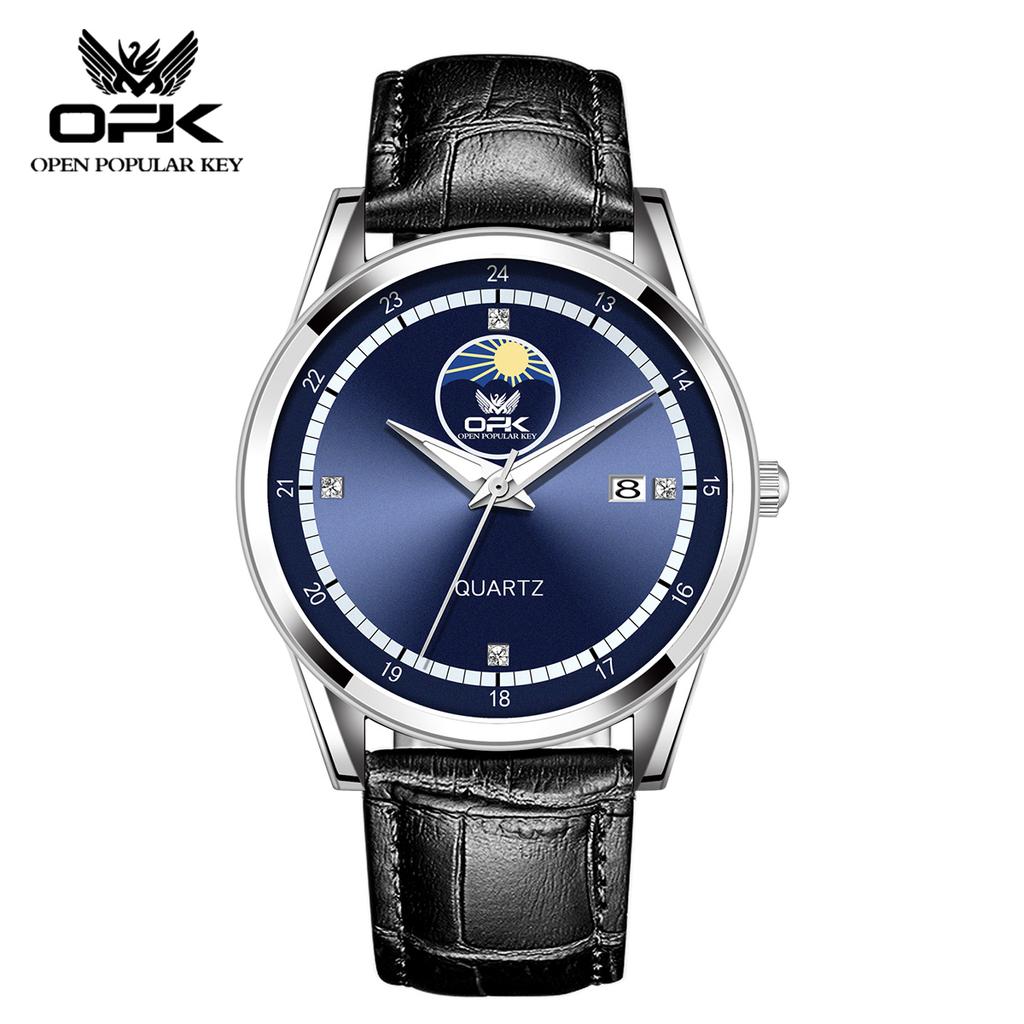 OPK 8146 Men Original Quartz Movement Watch Steel Strip Daily Life Waterproof Calendar Window Night Light Watch For Men
