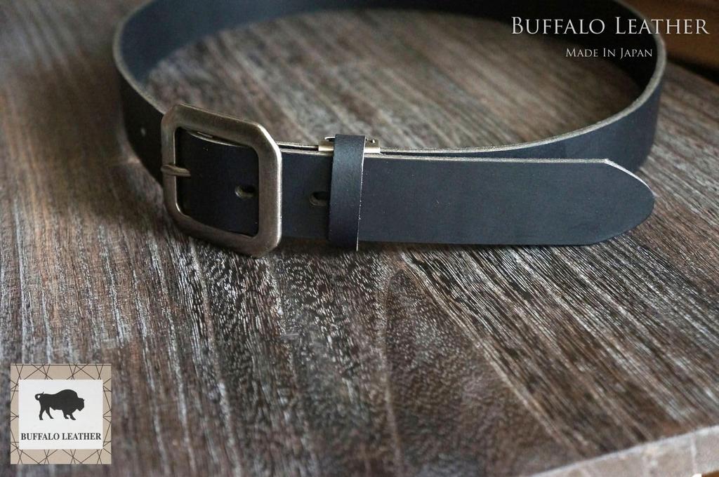 [recurrence (cowhide)] Belt, Octagon Buckle, Buffalo Leather, Men's & Women's, Casual, Single Piece Leather, 35mm Wide, Made in Japan (Dark Brown)