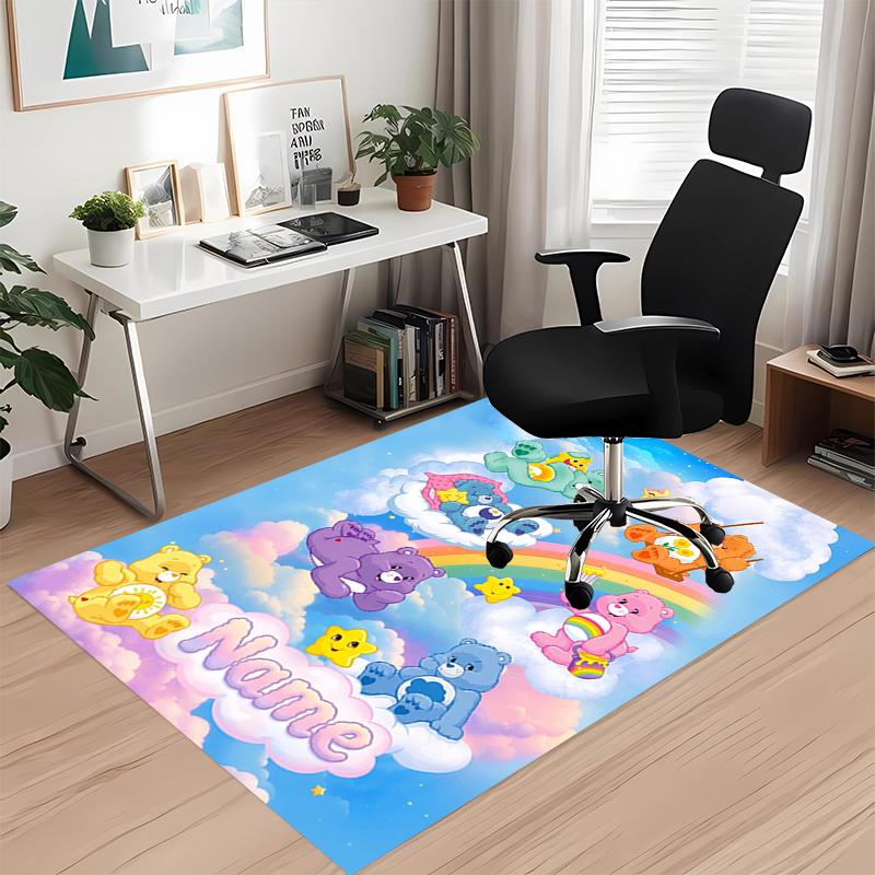 Custom Name Bear Printed Carpet Rug For Office Chair Living Room Bedroom Kitchen Room Decor Gifts