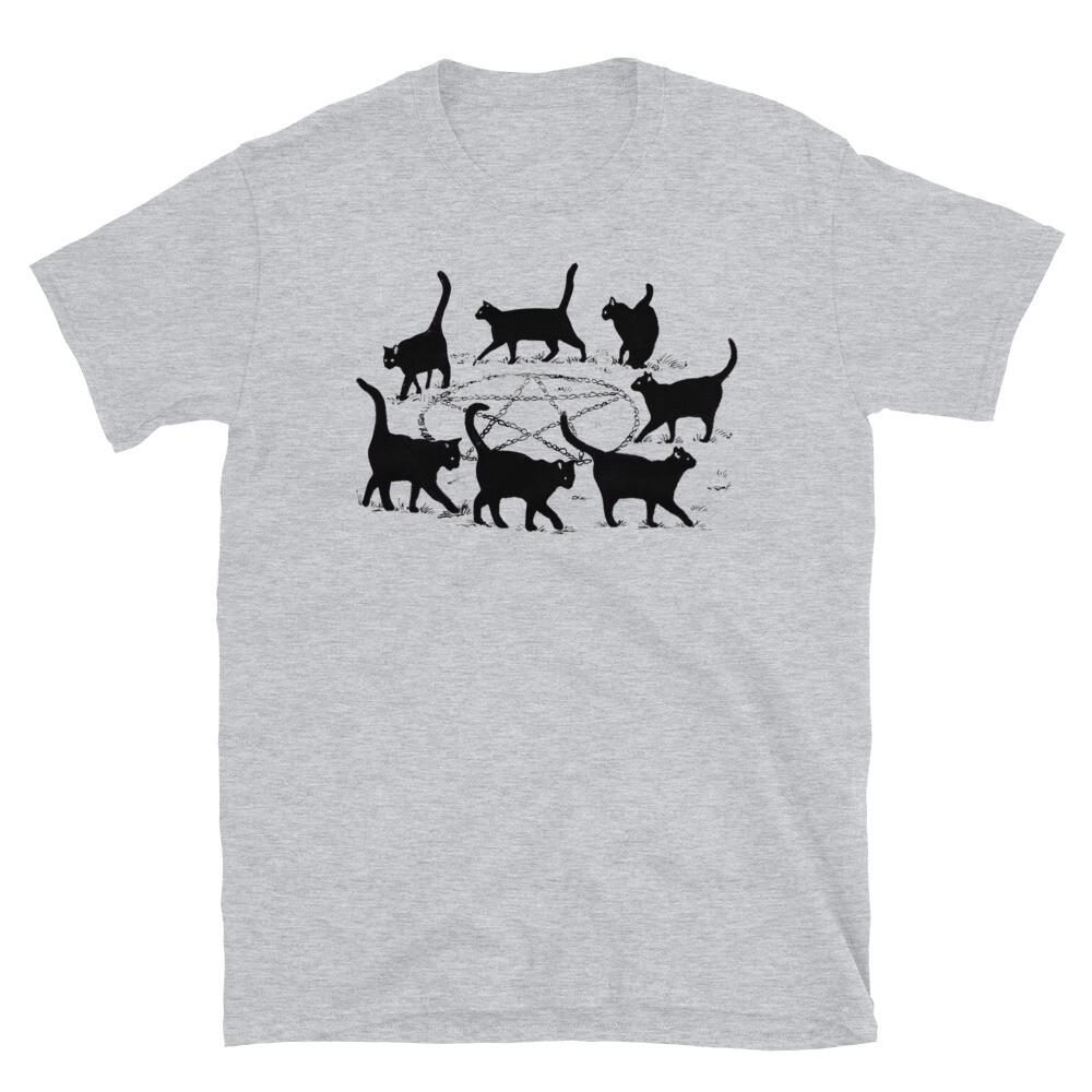 

Black Cats Pentagram Satanism Satanic Devil Worship Goth Gothic Unisex T-Shirt 4XL