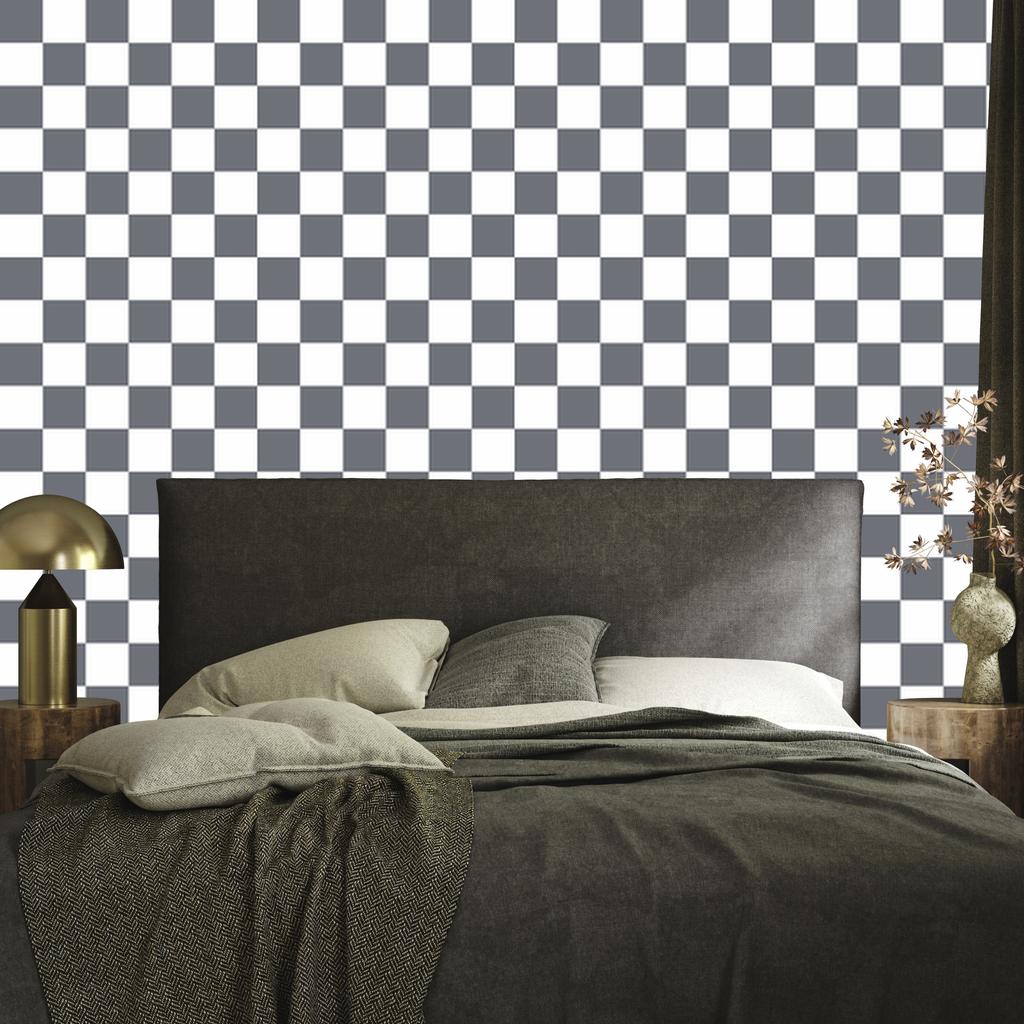 Checkerboard Wallpaper Gray, White and Light Gray 50x1000