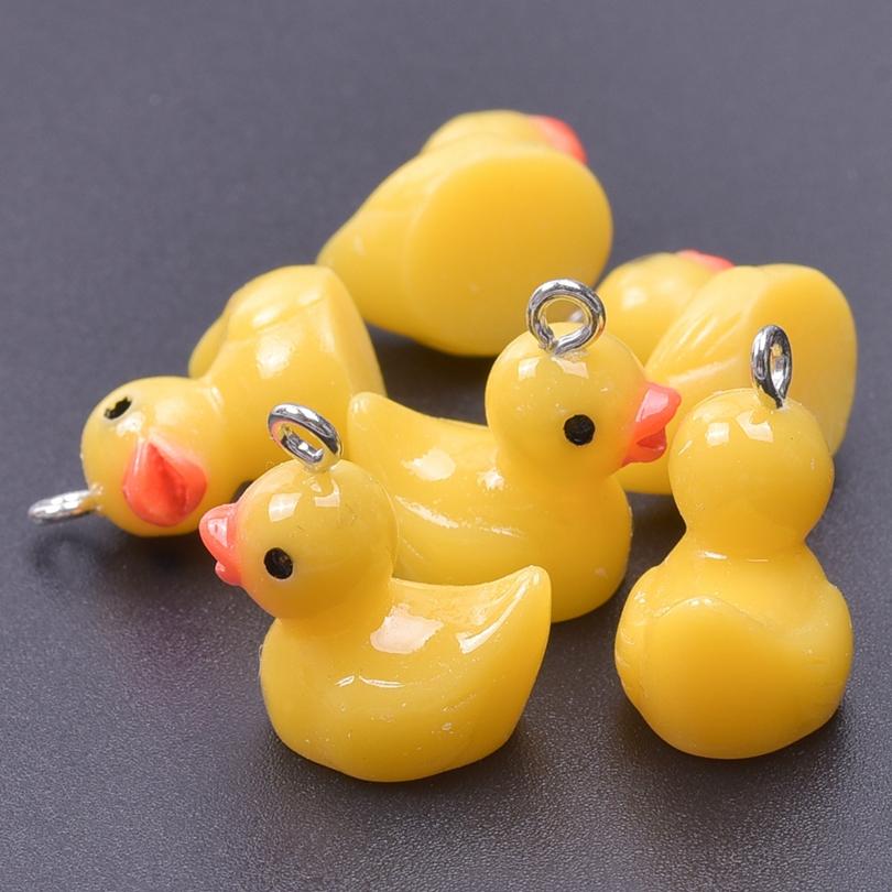 10/20/30/50pcs Kawaii Yellow Duck Charms For Jewelry Making Supplies Resin Material Wholesale DIY Keychain Earring Charm Pendant