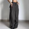 Shirring Casual Wide Leg Pants Women High Waist Street Basic Loose Sweat Trousers Korean Retro Gray Office Y2K Lady Pants