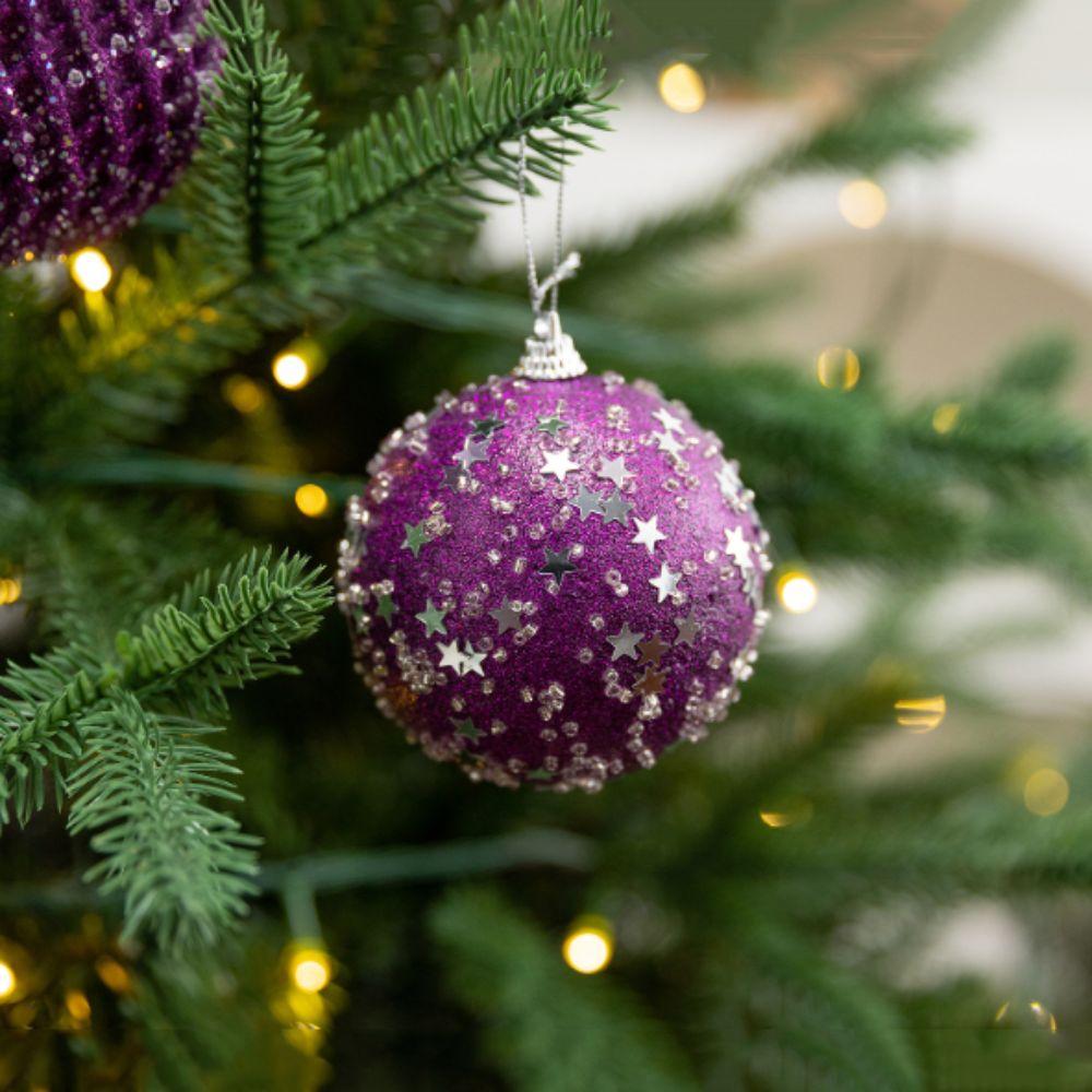 Purple Color Christmas Tree Ornaments Plastic Material Christmas Spheres Holiday Decor