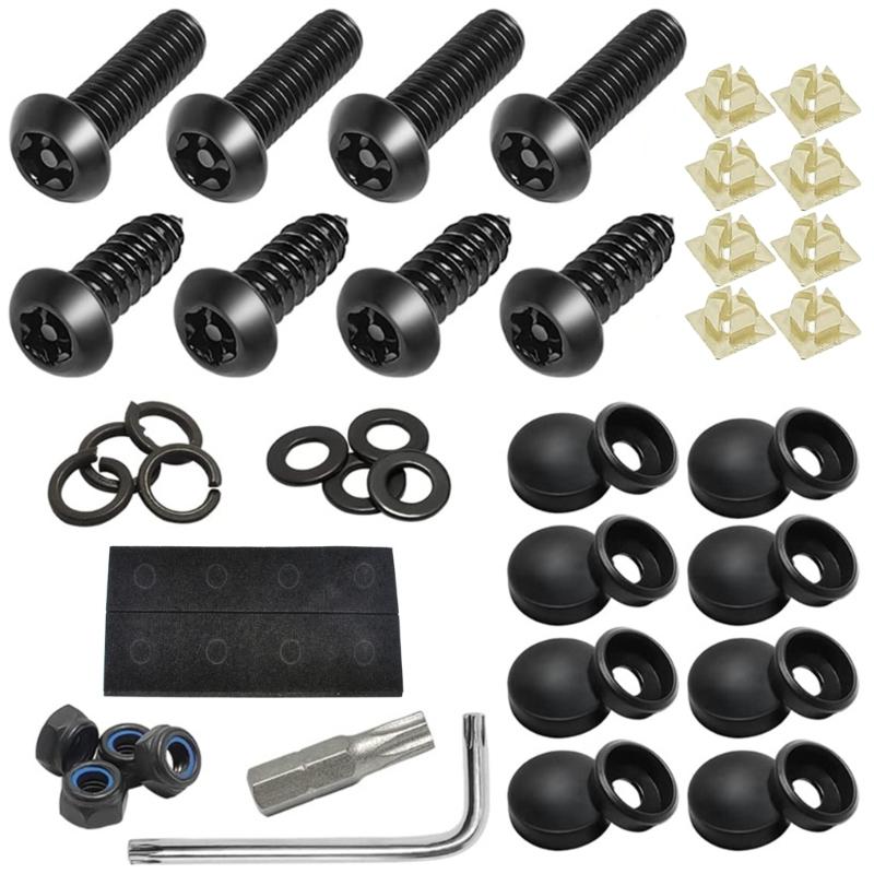 Heavy Duty Rustproof Car License Plate Fastener Set Complete Installation Kit With Mounting Tool For American Vehicles